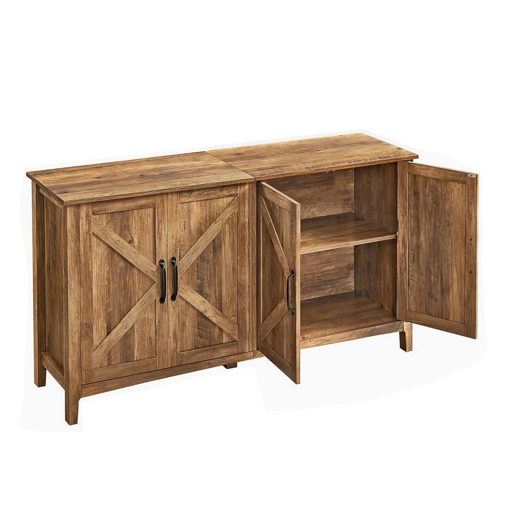 Lyxa 59 Inch Sideboard Storage Cabinet Farmhouse Rustic Dark Gray Wood By Casagear Home BM315779