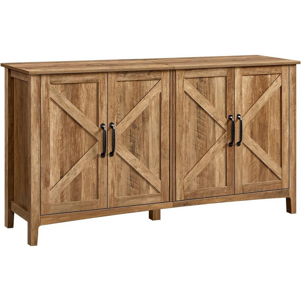 Lyxa 59 Inch Sideboard Storage Cabinet Farmhouse Rustic Dark Gray Wood By Casagear Home BM315779