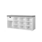 Lyne 41 Inch Shoe Bench with Drawer and 10 Shelves Gray Seat White Wood By Casagear Home BM315780