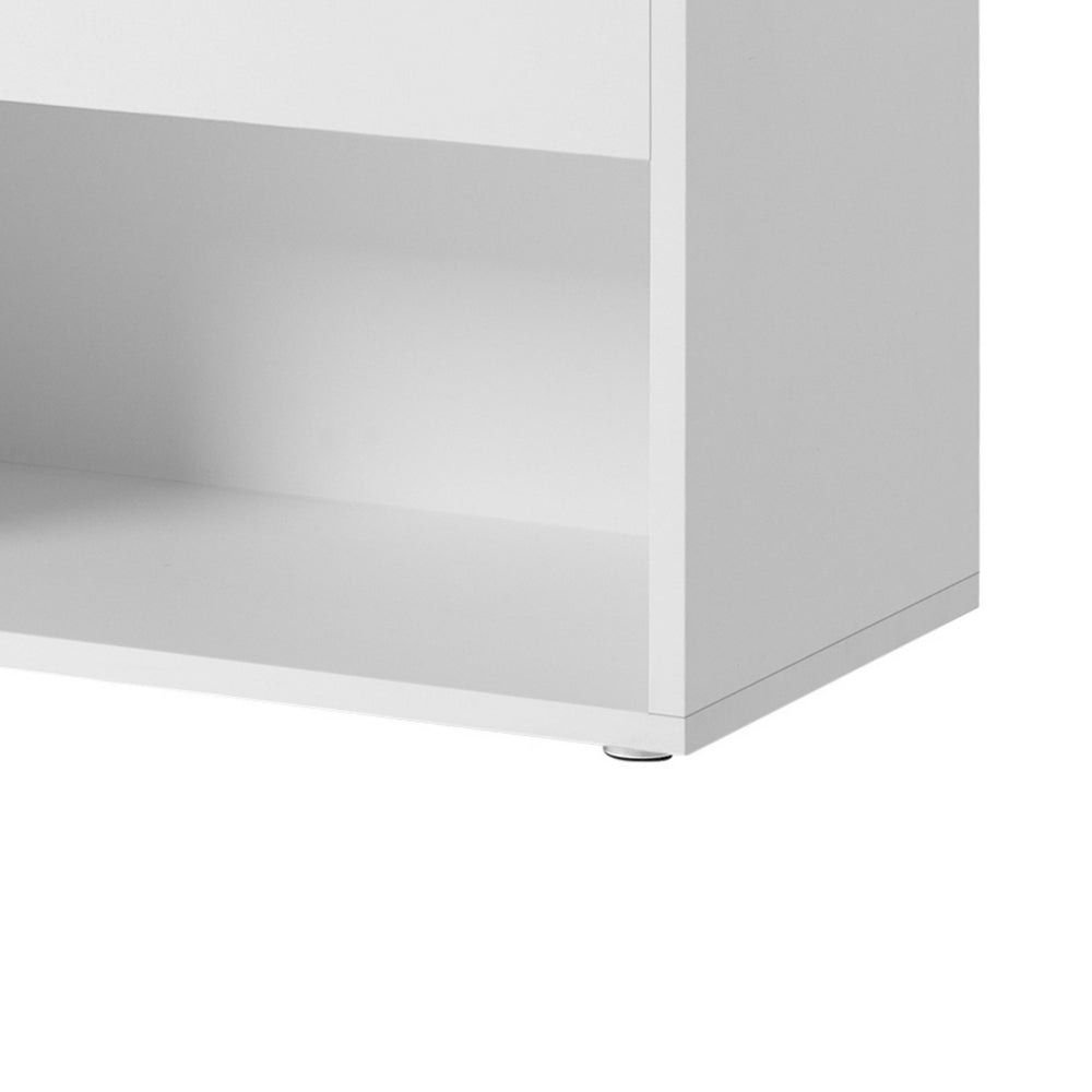 Lyne 39 Inch Shoe Bench Large Gray Storage Box 2 Open Shelves White By Casagear Home BM315782