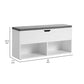 Lyne 39 Inch Shoe Bench Large Gray Storage Box 2 Open Shelves White By Casagear Home BM315782