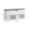 Lyne 39 Inch Shoe Bench Large Gray Storage Box 2 Open Shelves White By Casagear Home BM315782