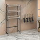 Kiu 65 Inch Bathroom Storage with 3 Shelves in Brown Wood, Black Steel By Casagear Home