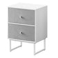 Jem 22 Inch Nightstand Set of 2 Soft Fabric Front Drawers White Steel By Casagear Home BM315787