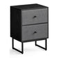 Jem 22 Inch Nightstand Set of 2 Soft Fabric Front Drawers Black Steel By Casagear Home BM315788