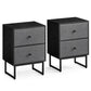 Jem 22 Inch Nightstand Set of 2 Soft Fabric Front Drawers Black Steel By Casagear Home BM315788