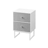 Jem 22 Inch Nightstand with 2 Removable Fabric Front Drawers White Steel By Casagear Home BM315789