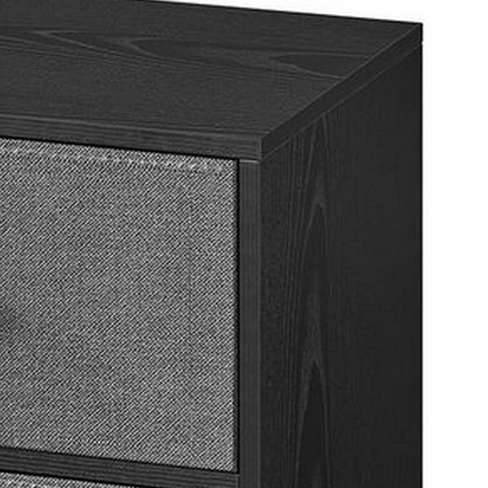 Jem 22 Inch Nightstand with 2 Removable Fabric Front Drawers Black Steel By Casagear Home BM315790