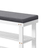 Alo 35 Inch Shoe Rack Bench Cushioned Seat 2 Slatted Shelves White Gray By Casagear Home BM315792