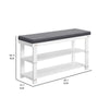 Alo 35 Inch Shoe Rack Bench Cushioned Seat 2 Slatted Shelves White Gray By Casagear Home BM315792