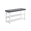 Alo 35 Inch Shoe Rack Bench Cushioned Seat 2 Slatted Shelves White Gray By Casagear Home BM315792