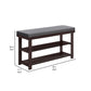 Alo 35 Inch Shoe Rack Bench Cushioned Seat 2 Slatted Shelves Brown Gray By Casagear Home BM315793