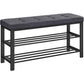 Lee 39 Inch Shoe Rack Bench Tufted Seat 2 Shelves Dark Gray Black By Casagear Home BM315794