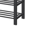 Lee 24 Inch Shoe Rack Cushioned Tufted Seat 2 Shelves Dark Gray Black By Casagear Home BM315795