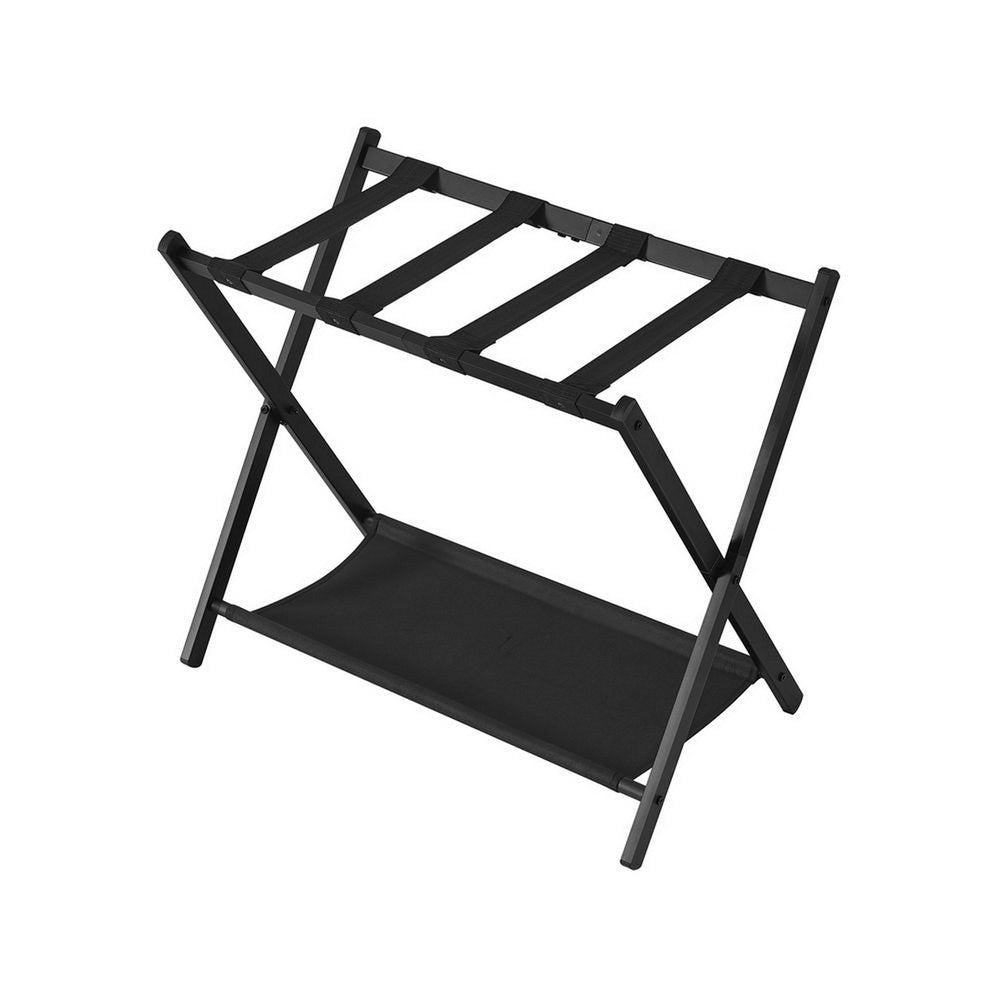 Ami 27 Inch Luggage Rack 1 Storage Shelf Foldable X Shaped Body Black By Casagear Home BM315801