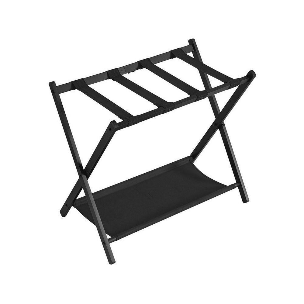 Ami 27 Inch Luggage Rack 1 Storage Shelf Foldable X Shaped Body Black By Casagear Home BM315801