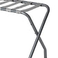 Rami 27 Inch Luggage Rack Foldable Slatted Fabric Shelf Gray Chrome By Casagear Home BM315805