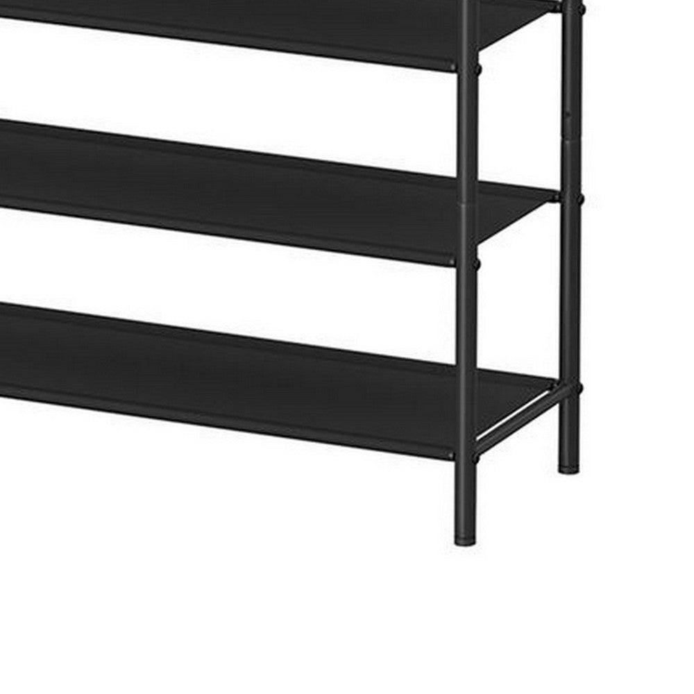 Byn 47 Inch Modern Shoe Rack 4 Tier Adjustable Shelves Black Steel Brown By Casagear Home BM315811