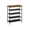 Byn 36 Inch Modern Shoe Rack 5 Tier Adjustable Shelves Black Steel Brown By Casagear Home BM315812