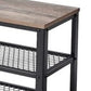 29 Inch Shoe Storage Bench 3 Tier Shelves Mesh Black Steel Brown Wood By Casagear Home BM315823