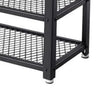 29 Inch Shoe Storage Bench 3 Tier Shelves Mesh Black Steel Brown Wood By Casagear Home BM315823