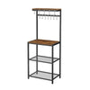 60 Inch Kitchen Storage Rack 3 Tier Shelves Hanging Hooks Black Iron By Casagear Home BM315824