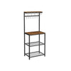 60 Inch Kitchen Storage Rack 3 Tier Shelves Hanging Hooks Black Iron By Casagear Home BM315824