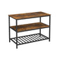 47 Inch Kitchen Storage Rack 3 Tier Shelves Black Iron Brown Wood By Casagear Home BM315825