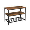 47 Inch Kitchen Storage Rack 3 Tier Shelves Black Iron Brown Wood By Casagear Home BM315825