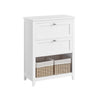 31 Inch Storage Cabinet with 2 Drawers and Baskets Divider White Wood By Casagear Home BM315826