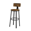 29 Inch Modern Barstool Chair Set of 2 Panel Back Brown Wood Black Iron By Casagear Home BM315827