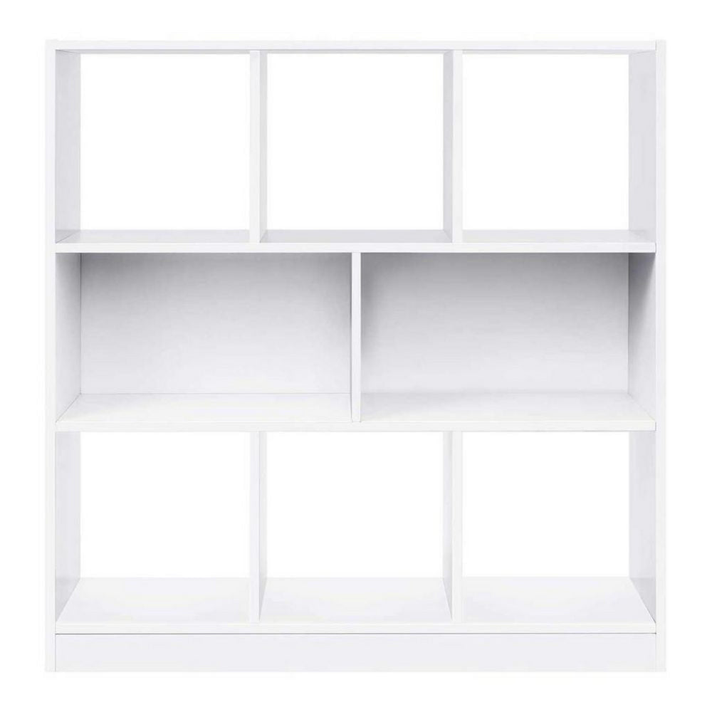 39 Inch Modern Bookcase with 8 Open Shelves for Cube Storage White Wood By Casagear Home BM315829