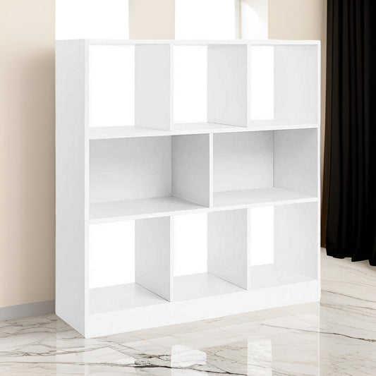 39 Inch Modern Bookcase with 8 Open Shelves for Cube Storage, White Wood By Casagear Home