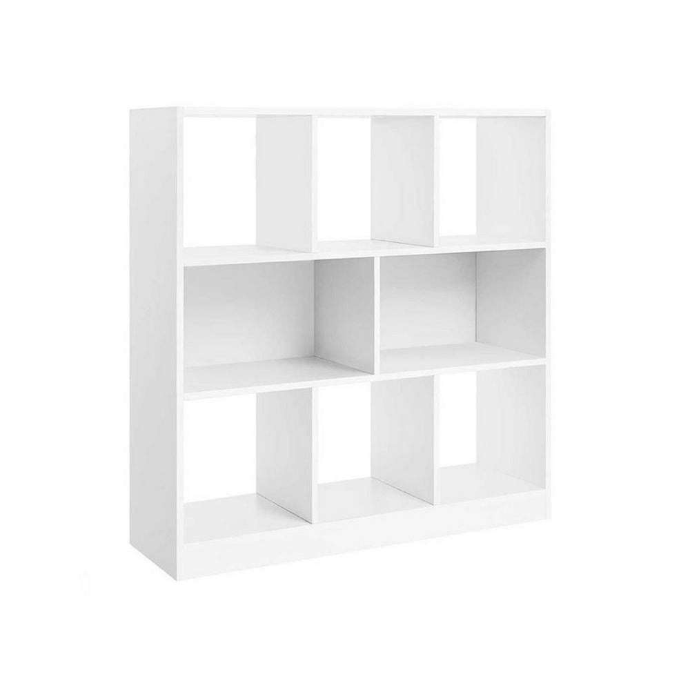 39 Inch Modern Bookcase with 8 Open Shelves for Cube Storage White Wood By Casagear Home BM315829