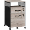 27 Inch File Storage Cabinet with Key Lock Caster Wheels Gray Black Wood By Casagear Home BM315830