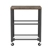 31 Inch Kitchen Rolling Bar Cart 3 Tier Brown Wood Top Black Steel By Casagear Home BM315833