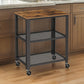 31 Inch Kitchen Rolling Bar Cart, 3 Tier, Brown Wood Top, Black Steel By Casagear Home