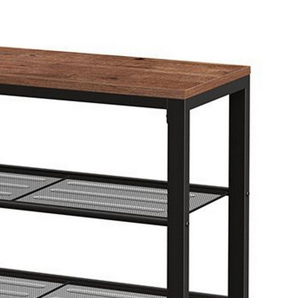 39 Inch Modern Shoe Rack Stand 5 Tier Open Style Shelves Black Metal By Casagear Home BM315834