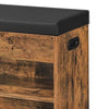 31 Inch Storage Bench with Black Padded Seat Open Shelves Brown Wood By Casagear Home BM315835