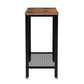 24 Inch Industrial Side Table with Mesh Grid Shelf Black Steel Brown Wood By Casagear Home BM315836