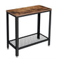 24 Inch Industrial Side Table with Mesh Grid Shelf Black Steel Brown Wood By Casagear Home BM315836