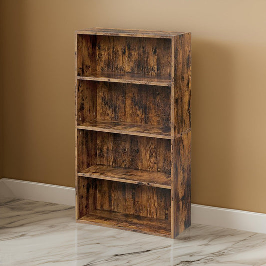 42 Inch Modern Bookcase with 4 Open Shelves, Rustic Style Brown Wood By Casagear Home