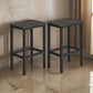 Sumi 26 Inch Counter Height Stool Set of 2, Black Square Seat, Black Iron By Casagear Home