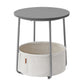 Hym 20 Inch Side End Table with White Fabric Basket Gray Round Top Steel By Casagear Home BM315841