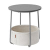 Hym 20 Inch Side End Table with White Fabric Basket Gray Round Top Steel By Casagear Home BM315841