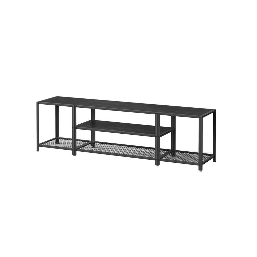 Sen 70 Inch TV Media Entertainment Console Open Center Shelf Black Wood By Casagear Home BM315845