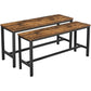 43 Inch Accent Bench Set of 2 Industrial Brown Wood Seat Black Steel By Casagear Home BM315849