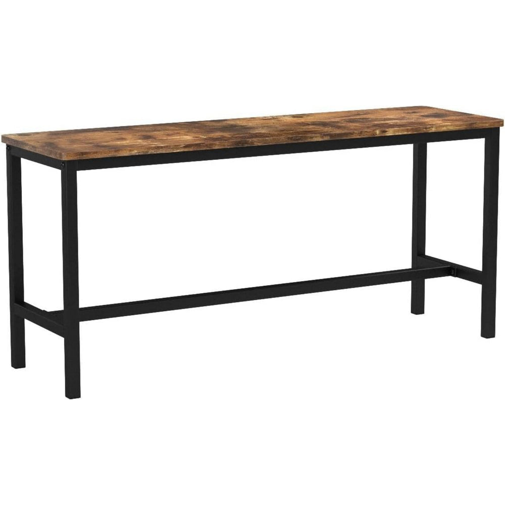 43 Inch Accent Bench Set of 2 Industrial Brown Wood Seat Black Steel By Casagear Home BM315849