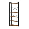 73 Inch Modern Shoe Rack 6 Open Shelves Black Metal Frame Brown Wood By Casagear Home BM315851