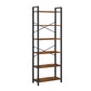 73 Inch Modern Shoe Rack 6 Open Shelves Black Metal Frame Brown Wood By Casagear Home BM315851